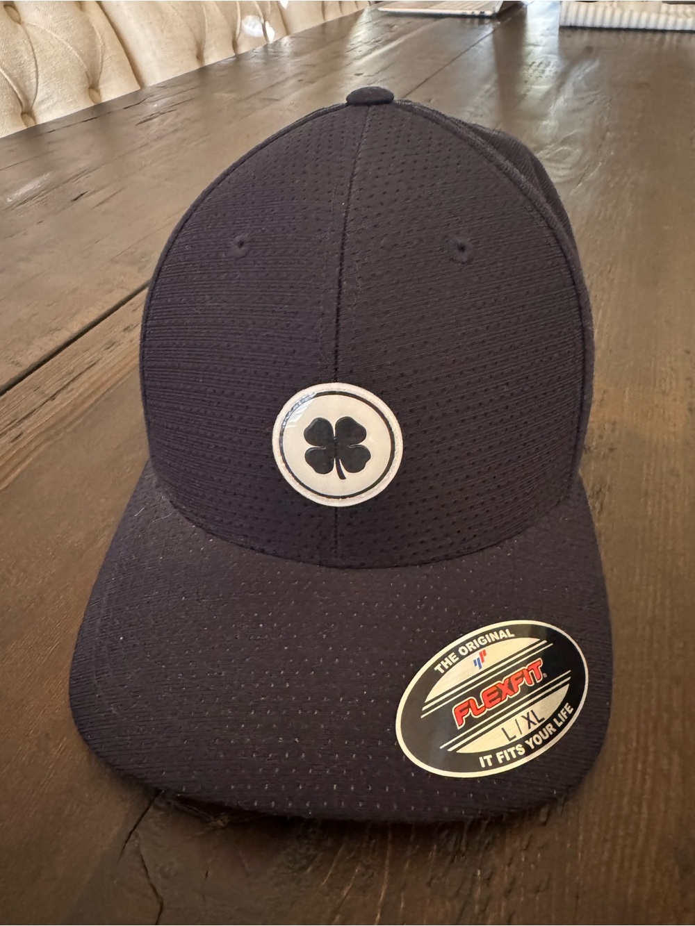 Men's Black Flexfit Baseball Cap with Shamrock Patch